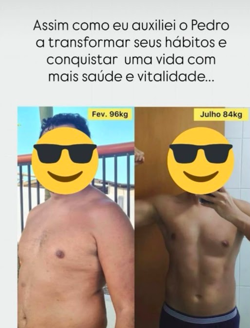 Transformação do Pedro — de 96kg a 84kg em 5 meses